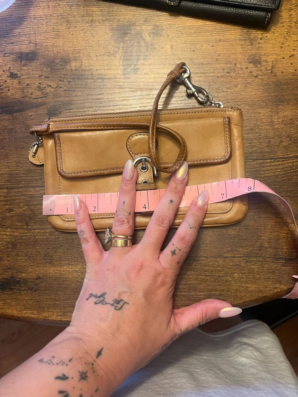 Coach Leather Wristlet Clutch in Tan